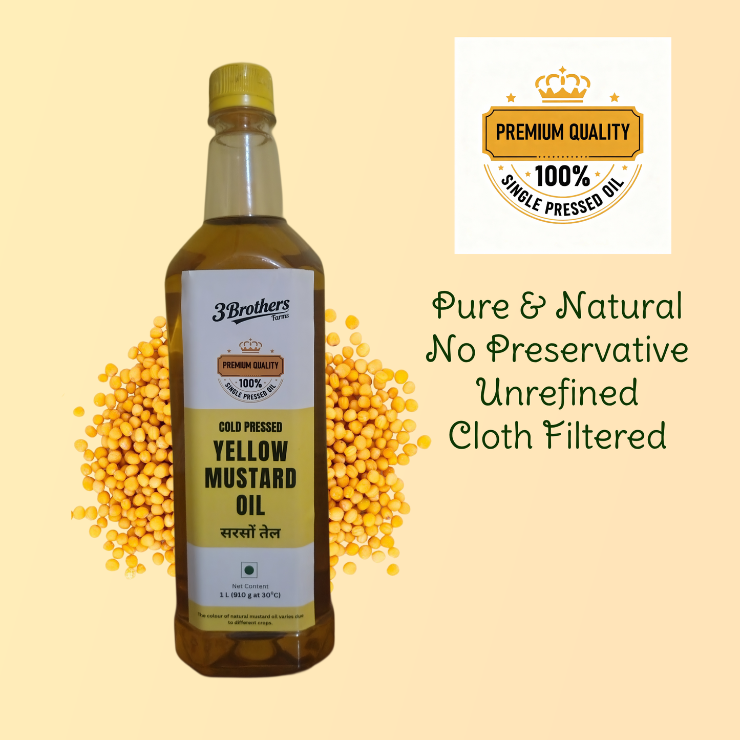 Premium Yellow Mustard Oil - 100% Single Pressed